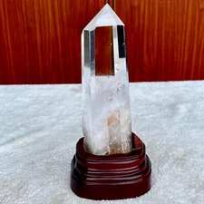 1.1LB Natural White Crystal Obelisk Transparent Quartz Energy Column Reik