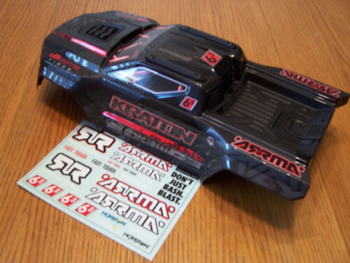 Arrma Kraton V6 6s BLX EXB Black Red Painted &Decaled Clipless Body Roof Support - Picture 2 of 10