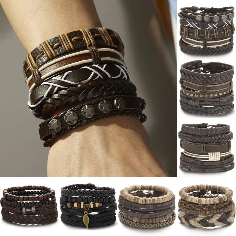 kryc-Leather Boho Bracelets for Women Wrap Bracelet Christmas Gifts  Handmade Cuff Hollow Heart Aesthetic Multilayer Stackable Friendship  Wristband - C | Fruugo AE