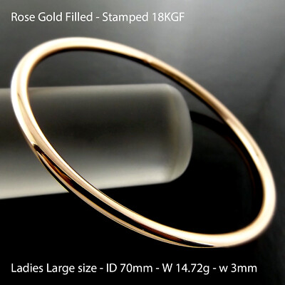 Bangles Real 18K Rose Pink Gold Filled Solid Baby Kids Teen Ladies Sz Bracelet