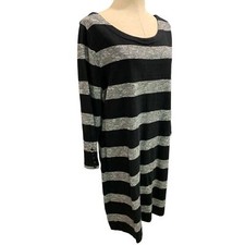 XL J.Crew Black Gray Boat Neck Dress Cotton Style 02665