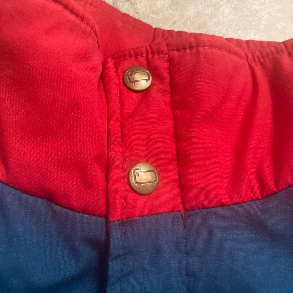 Woolrich Jacket Mens XL Bomber 80s 90s Full Zip Red Stripe Blue High Neck Vtg - Image 2 of 4