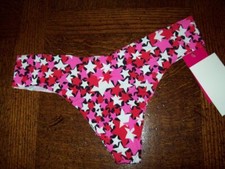 NWT COMMANDO STRETCH MICROFIBER LOW RISE THONG PANTIES RED GEO STARS CT02 M / L