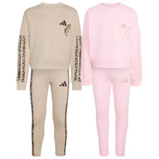 adidas Unisex Animal Leggings Set Kids Beige Pink Sizes 2-3Y to 18-24M New