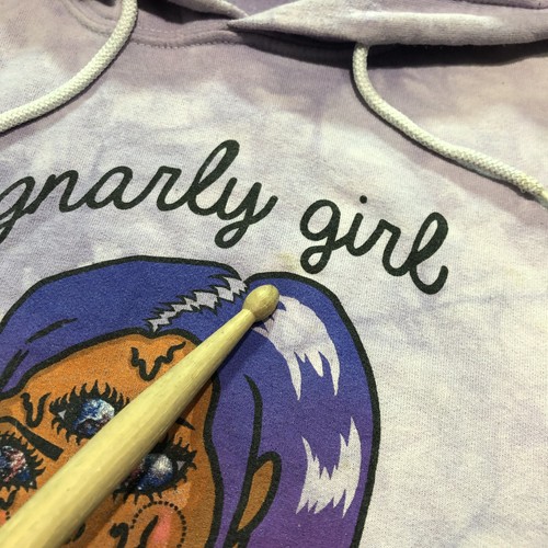 Felpa con cappuccio Gnarly Girl Gang donna grande femminile tie dye stampa grafica lounge viola - Foto 8 di 12