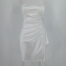 Windsor Women's White Satin Ruched Bodycon Mini Dress NWT Size M