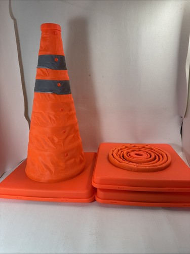Collapsible Orange Safety Cones 16 Inch (3 Pack)- Pop-Up Parking Cones -Traffic