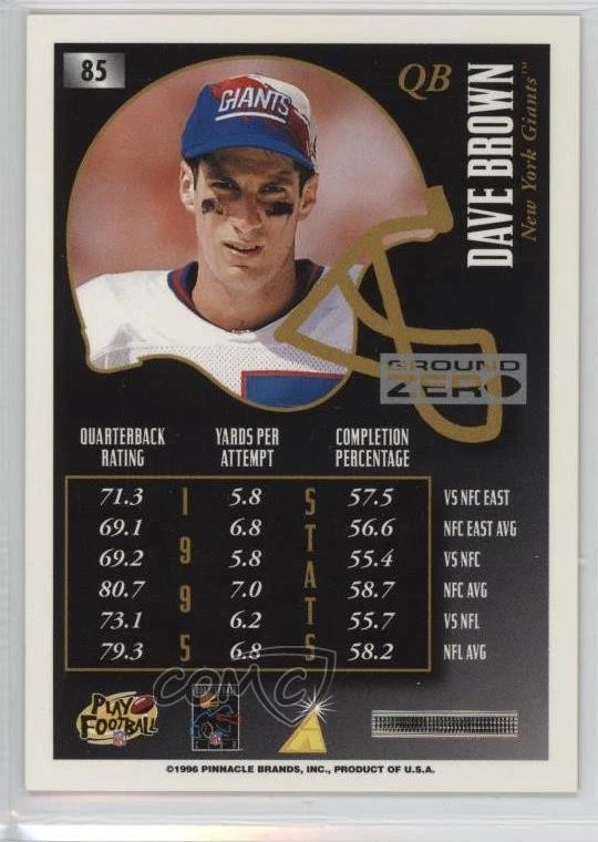 1996 Pinnacle Summit Ground Zero Dave Brown #85 - Image 2 of 2