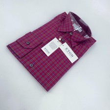 Eton Dress Shirt Mens M 15 1/2 - 39 Multi Plaid Fine Twill Slim Fit Button Up