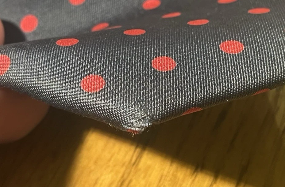 Burberry 100% silk tie, 3.75" wide, black/red polka dots: 57" long - Image 4 of 4