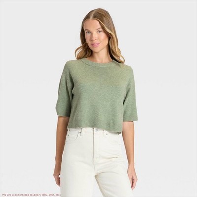 Women's Elbow Sleeve Sweater-Universal Thread Heather Green L *SEE DEAL!!!*