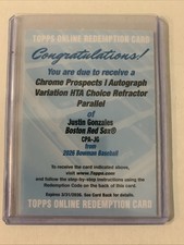 2026 Bowman Baseball Justin Gonzales Chrome Prospects Auto HTA Redemption