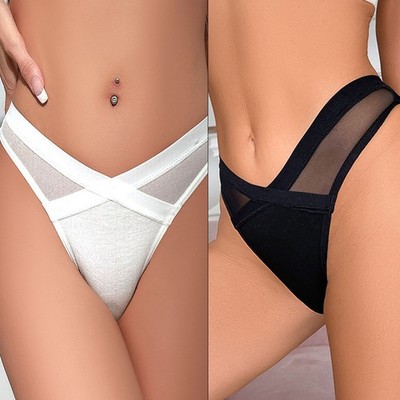 High Cut Low Waist Einfarbig Tanga Höschen für Damen Sexy Unterwäsche