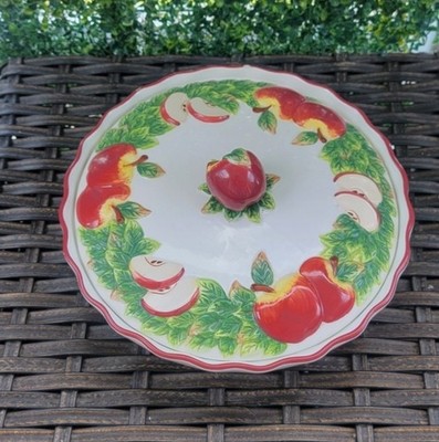 VTG Baum Bros Style Eyes Pie Keeps Collection Apple Pie Dish w/ Lid Multicolored