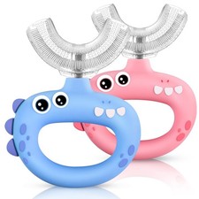 Toothbrush - U Shaped for Ages 1-2, 2-4, Baby Toothbrush with Food Soft Silic...