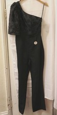 CHI CHI LONDON Black One Shoulder Jumpsuit UK Size Large NWT CG M07