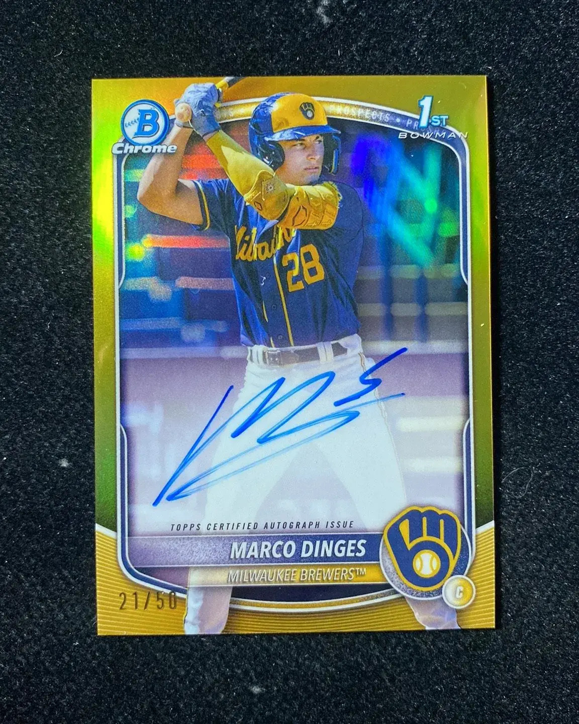 2025 Topps Bowman Chrome 1st Gold #CPA-MD Marco Dinges Auto 21/50 Brewers 999