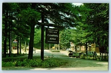 1960 Maine Me Vintage Postcard Sebago Lake State Park Camping Area Campers Field