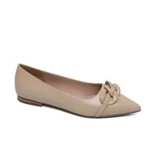 Linea Paolo - Nora - Nude -Women 7 Pointy Toe Flat ballerina Resin Chain-Link