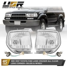 Depo Clear Front Corner Signal Lights For 1991-1997 Toyota Land Cruiser Fj80