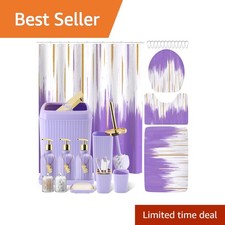 WSBArt Purple Bathroom Set Bath Rugs Shower Curtain