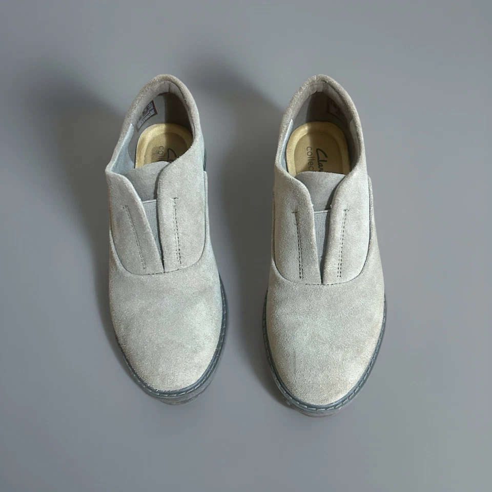 Clarks Womens Size 7.5 Airabell Sky Wedge Tan Suede Casual Slip On Clogs/shoe - Image 2 of 4