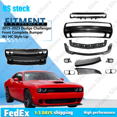 Fit 2015-23 Dodge Challenger Front Full Bumper Cover W/ Grille Lip Hellcat Style