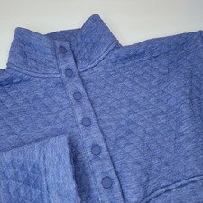 Marine Layer Quilted Corbet Funnel Neck Snap Closure Blue Pullover XS