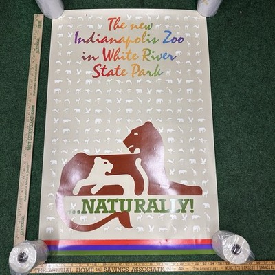 Vtg Indianapolis Zoo in White Rover State Park ... Naturally Poster 36'' x 24''
