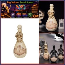 Halloween Potion Bottle Resin White Skull Gothic Decor 9.5 Inch Snake Dragon
