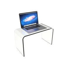 Acrylic Side Table - 14x12x24 Inch Multipurpose C Shaped End Table for Laptop...