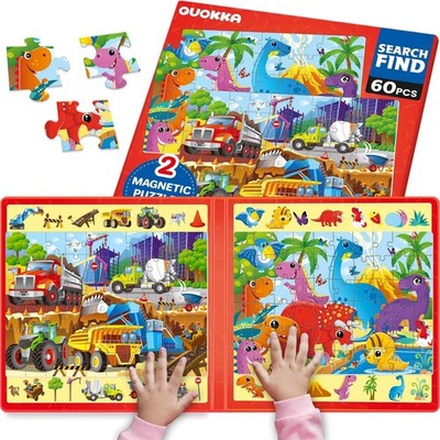 Magnetic Toddler Puzzles 3-5 Years - 2 Pack, 60 Pieces Each, Travel-Friendly, Hi