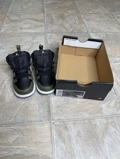 Air Jordan 1 Mid Black White Olive TD Shoe Size 7c Green DQ8425-092 NWT