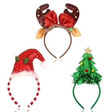 3Pcs Christmas Headbands for Adults Kids Deer Antlers Headband Santa Hat