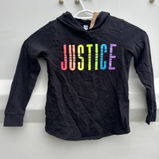 Girls Black Justice Long Sleeve Hooded Sweatshirt Size 10