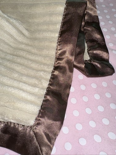 Circo Lovey Teddy Bear Security Baby Blanket Plush Satin Trim Brown Tan Striped - Picture 3 of 9