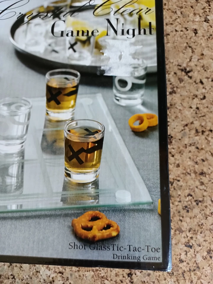Cristal Transparente Juego Noche Tic Tac Puntera Juego 9 Shot Glass Fiesta Grupo Diversión Beber Foto 2 de 4