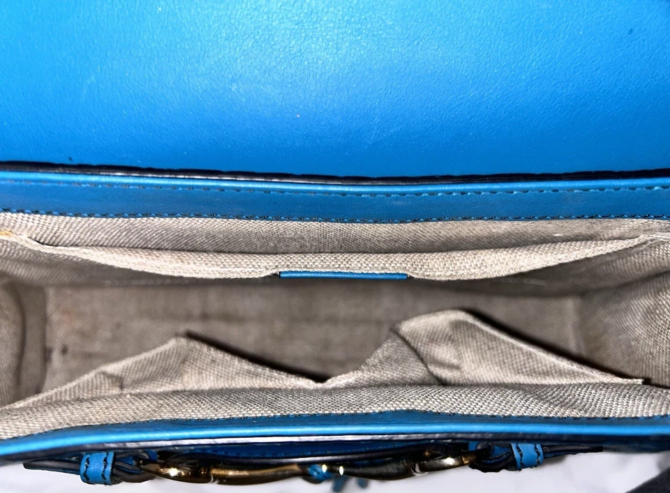 Gucci Emily мягкий Margaux Horsebit наплечная сумка Guccissima синий - Изображение 3 из 4