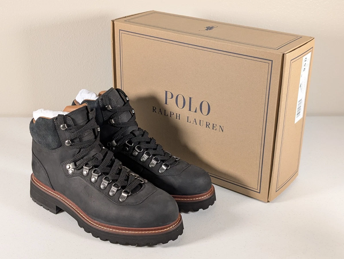 Polo Ralph Lauren Men Delton Boots 10D Black Leather Suede Winter Snow Rugged‎ Polo Ralph Lauren Solid Suede Boots for Men for sale | eBay main image 2