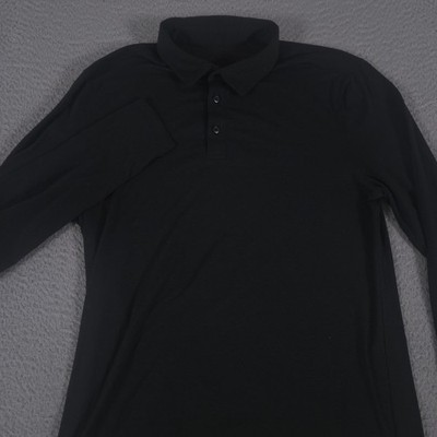 Lululemon Polo Shirt Men Medium Black ShowZero Long-Sleeve Performance Technical