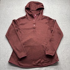 Columbia Hoodie Womens Large 1/4 Snap Long Sleeve Burgundy Knit Pullover Logo