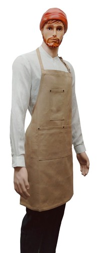 Unisex Beige Canvas Apron with Adjustable Canvas Neck Strap & Waist Tie - Picture 3 of 4