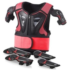 Youth Chest Protector Motocross Armor, Kids Dirt Bike Gear, Adjustable Red