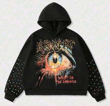 New Men Women Luxury Diamond Rhinestones Fashion Black Hoodie High Quality