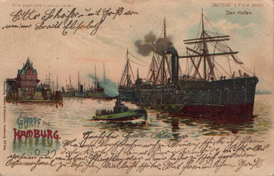 AK Gruss aus Hamburg, Der Hafen, Halt gegens Licht-Karte, 1901 (3189A72)
