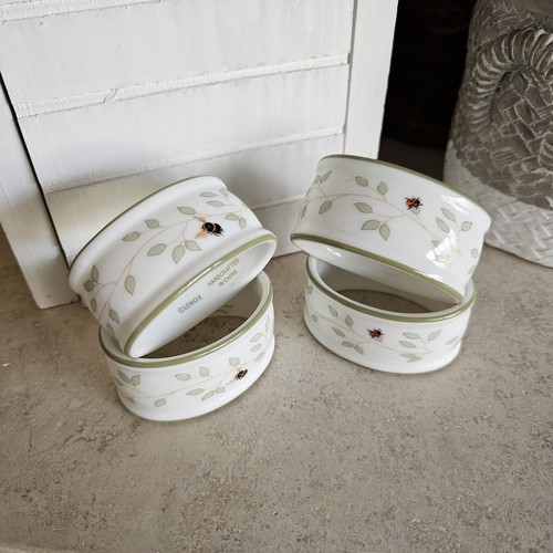 Vintage LENOX Butterfly Meadow Porcelain Napkin Rings Set Bees & Ladybug Spring - Picture 2 of 14