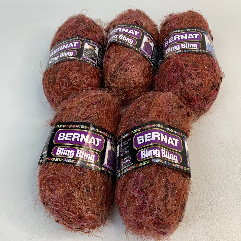 Lote de 5 madejas BERNAT Bling Bling color Moulin Rouge 100 % nailon 90 yardas Ea Foto 3 de 4