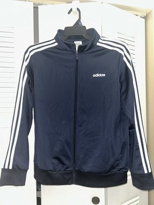 adidas Navy White Track Jacket XL Full Zip Stand-Up Collar | eBay