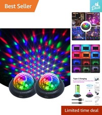 Rechargeable LED Disco Party Light - 2 Pack Sound Activated Colorful Night Lamps