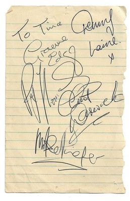 The Moody Blues. All 5 Original Members.  Signed Page 1964/65  Incl Denny Laine